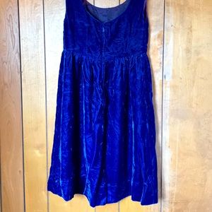 Gorgeous Vintage Royal Blue Velvet Babydoll Dress, XS-S